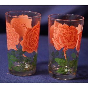 Boscul Wm. S. Scull Company, Inc.‎ Pink Roses Glass Set of 2 (7c5)